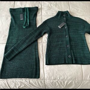 MONROW COSMO RIB SET Cardigan+Skirt Size S